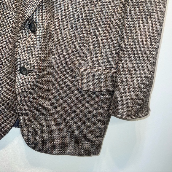 Vintage Tweed Sport Coat Blazer with Elbow Pads Brown Tan Men’s 46R Back Detail - Picture 4 of 14